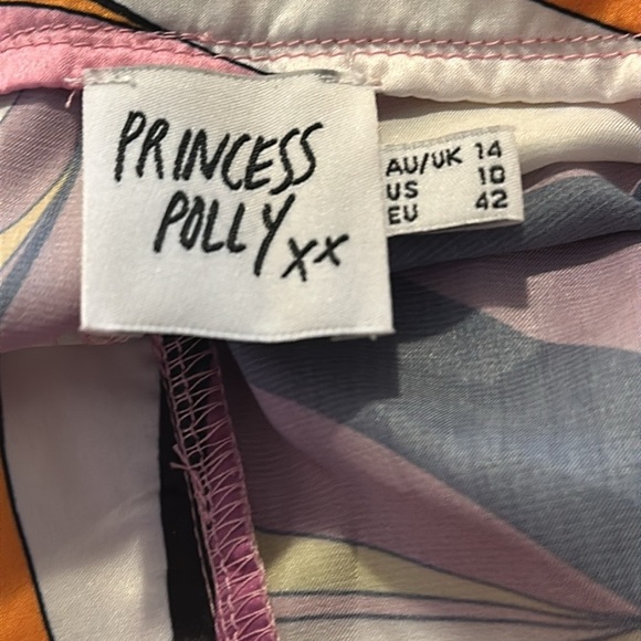 NWOT Women’s Princess Polly Pink Retro Print Polyester Wide Leg Pants Size 10 - Picture 7 of 7